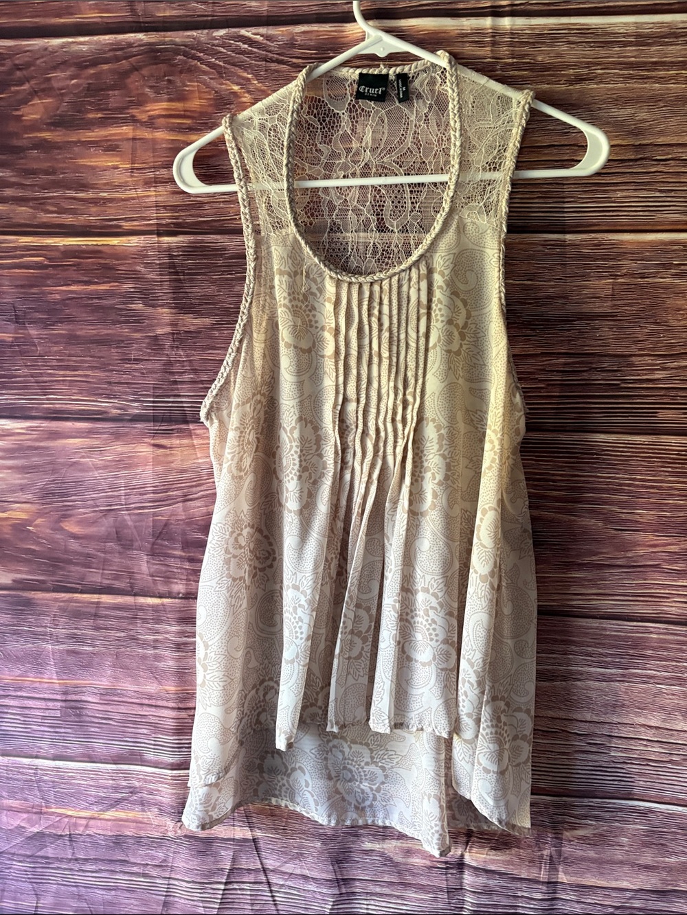 Kut From The Kloth Lace Pintuck Cream Sleeveless Camisole